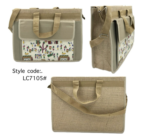 Natural Fiber Jute Messenger-Style Bag
